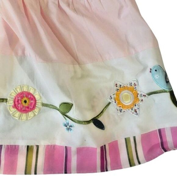 Crib BedSkirt Dust Ruffle Pink Purple Blue Birds Applique Embroidery - Picture 6 of 10